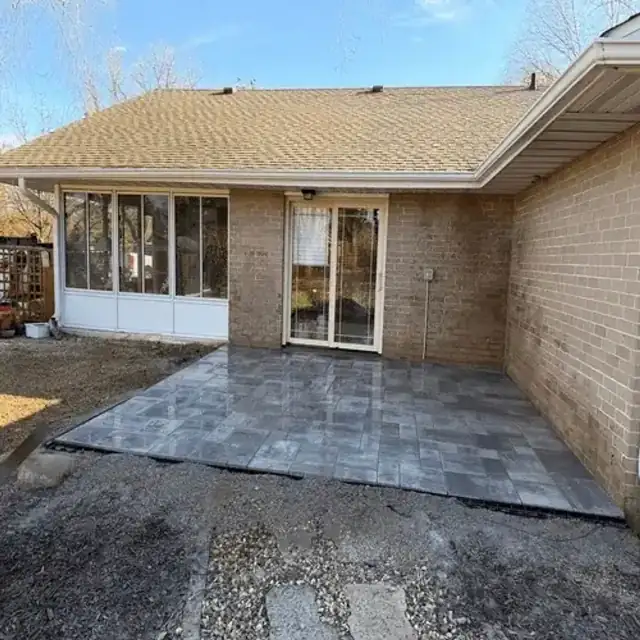 Custom paver patio after installation